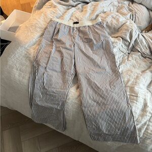 Zara Blue and White Striped Women's Trousers